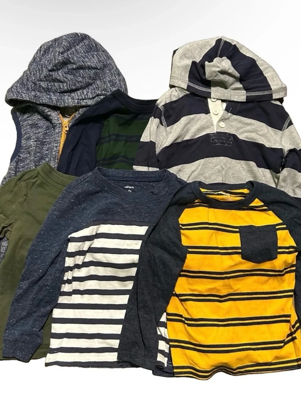 Toddler Boy Long Sleeve Winter Tops Vest Stripes Hoodie Size 4T